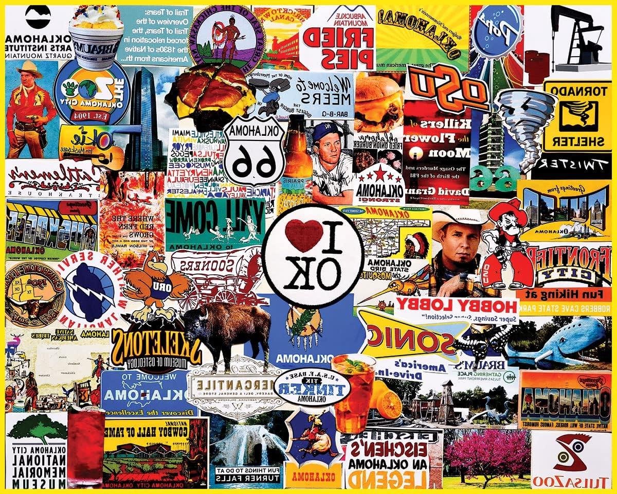 Legpuzzel Oklahoma - Puzzel Volwassenen - Gezinsactiviteit - Vintage Advertenties - 1000 Stukjes - Meerdere Kleuren