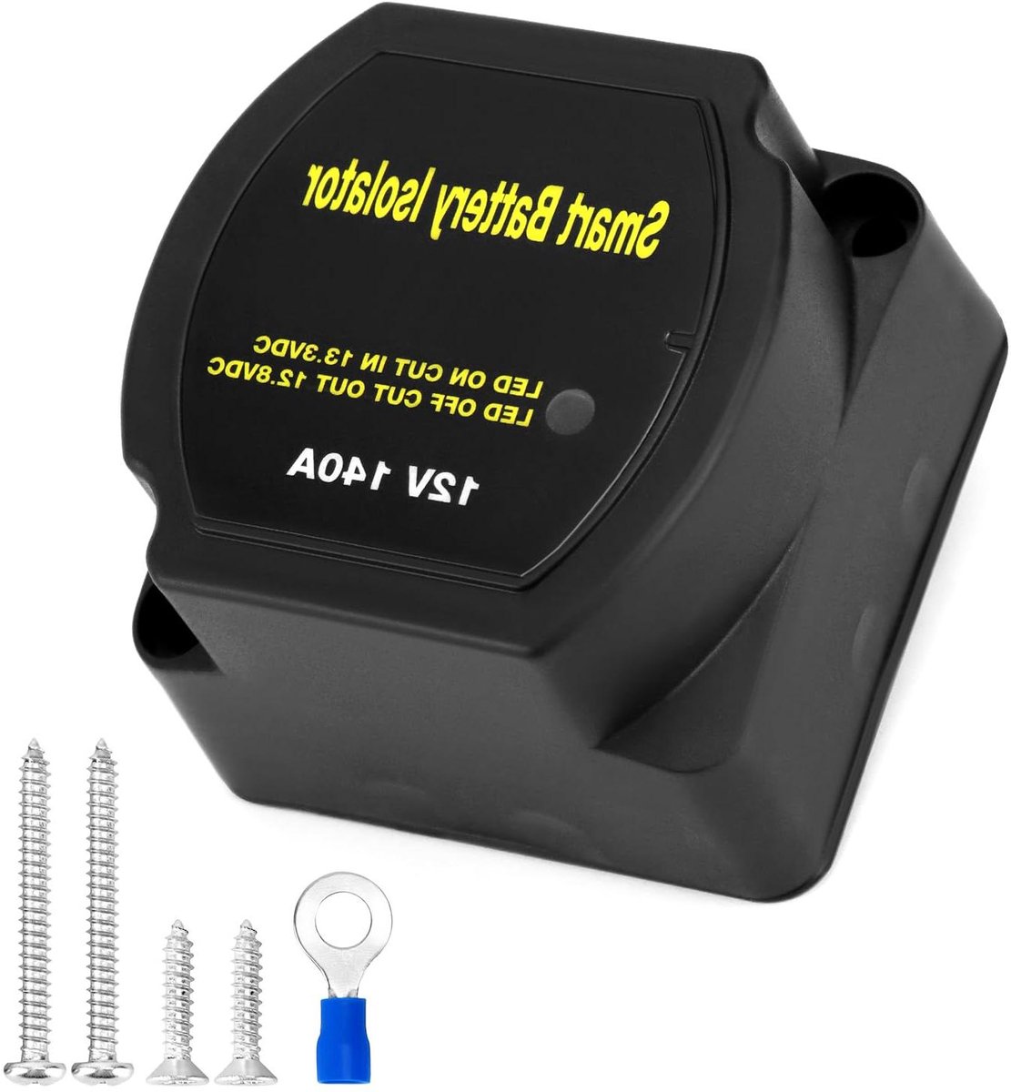 Isolatierelais Dubbele Batterij - Spanningsgestuurd Relais - Accu Opladen - IP65 Waterdicht - 12V 140A - Zwart
