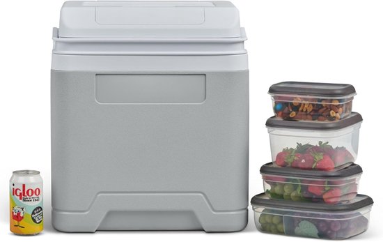 JCP® Koelkast - 27L - Lichtgewicht en Draagbaar met Praktisch Kabelcompartiment - Koelkast Klein - Grijs - 30cm x 40cm x 45cm van Jcp — afbeelding 4