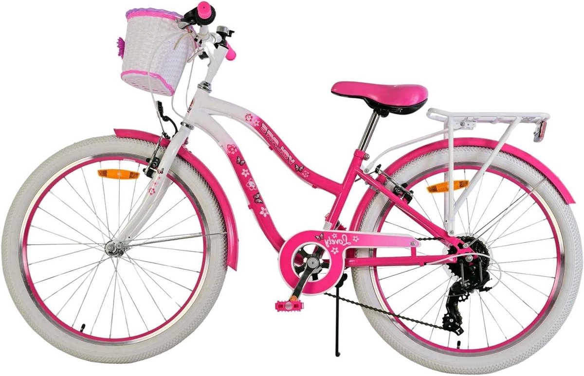 Kinderfiets Meisjes Fiets voor Kinderen Naar School 7 Versnellingen 24 Inch Roze