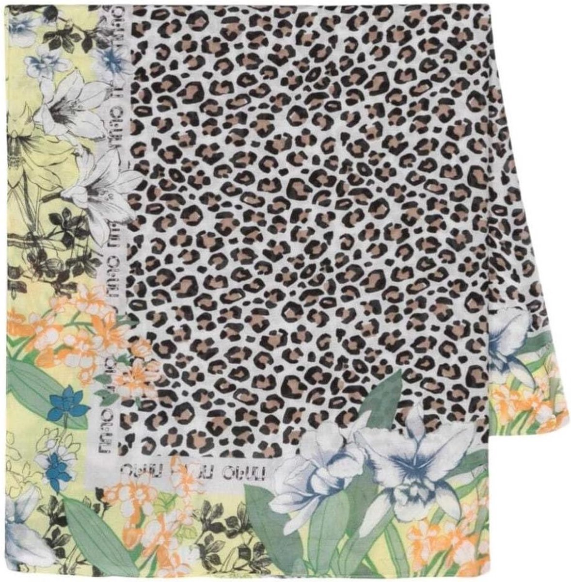 Dames Sjaal - Halsdoek Foulard - Mode Accessoire - Bloemen Animal Print - One Size - Geel