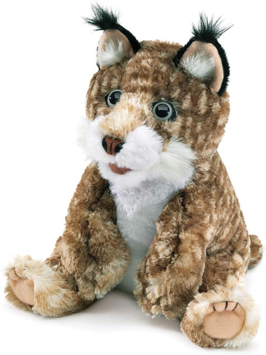 Poppenkast Lynx Baby - Poppenkatje Bobcat - Fantasie Spel - Speelbare Mond Benen - 25 x 23 x 13 cm