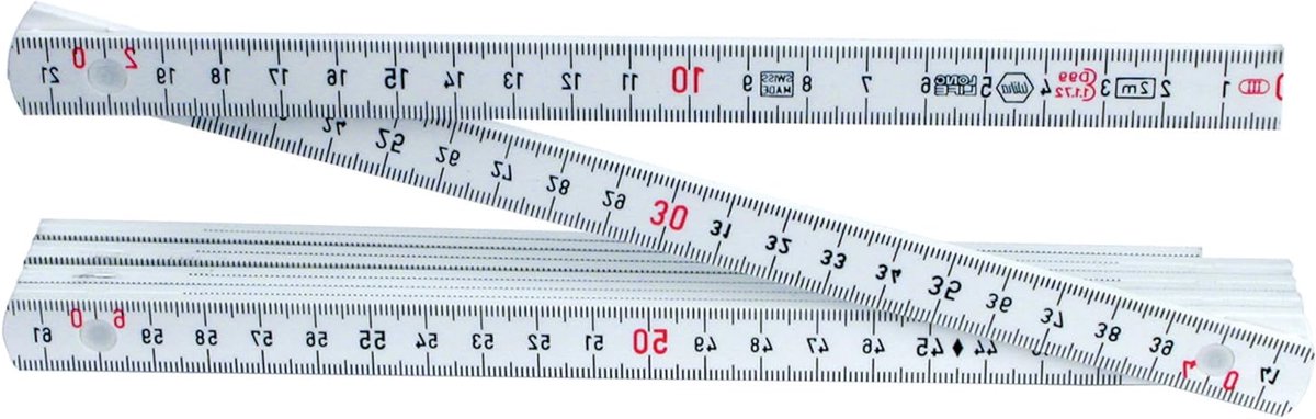Vouwliniaal MaxiFlex - Meetlat Rolmaat - Buiten Meten - Glasvezel Versterkt - 2 meter - Rood