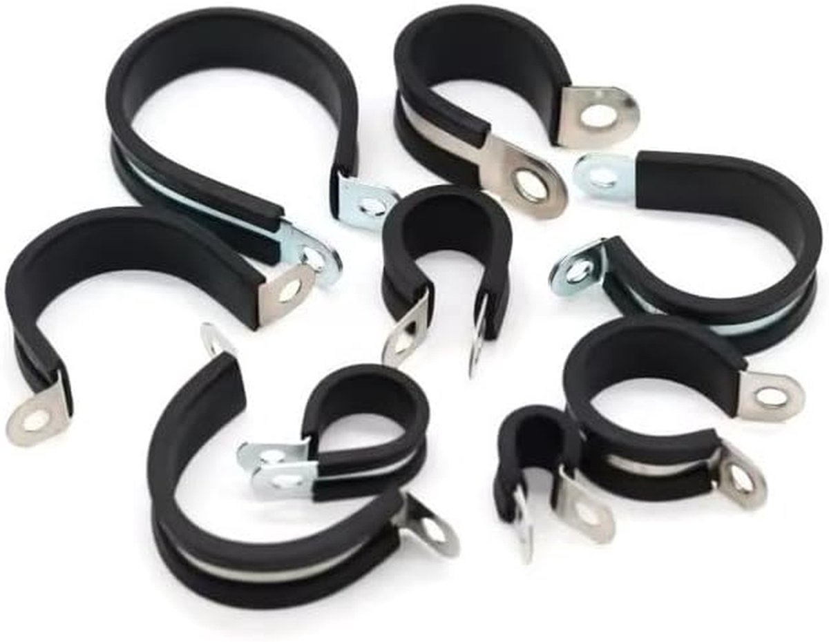 Pijpklemmen Slangklemmen - Buisbevestiging Klemmen - Leidingen Bevestigen - Rubberen Demping - 50 mm - Zilverkleurig