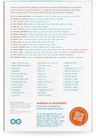 Achterkant van een Arduino Starter Kit R4-doos met een lijst met projecten, componenten en informatie over de kit.
