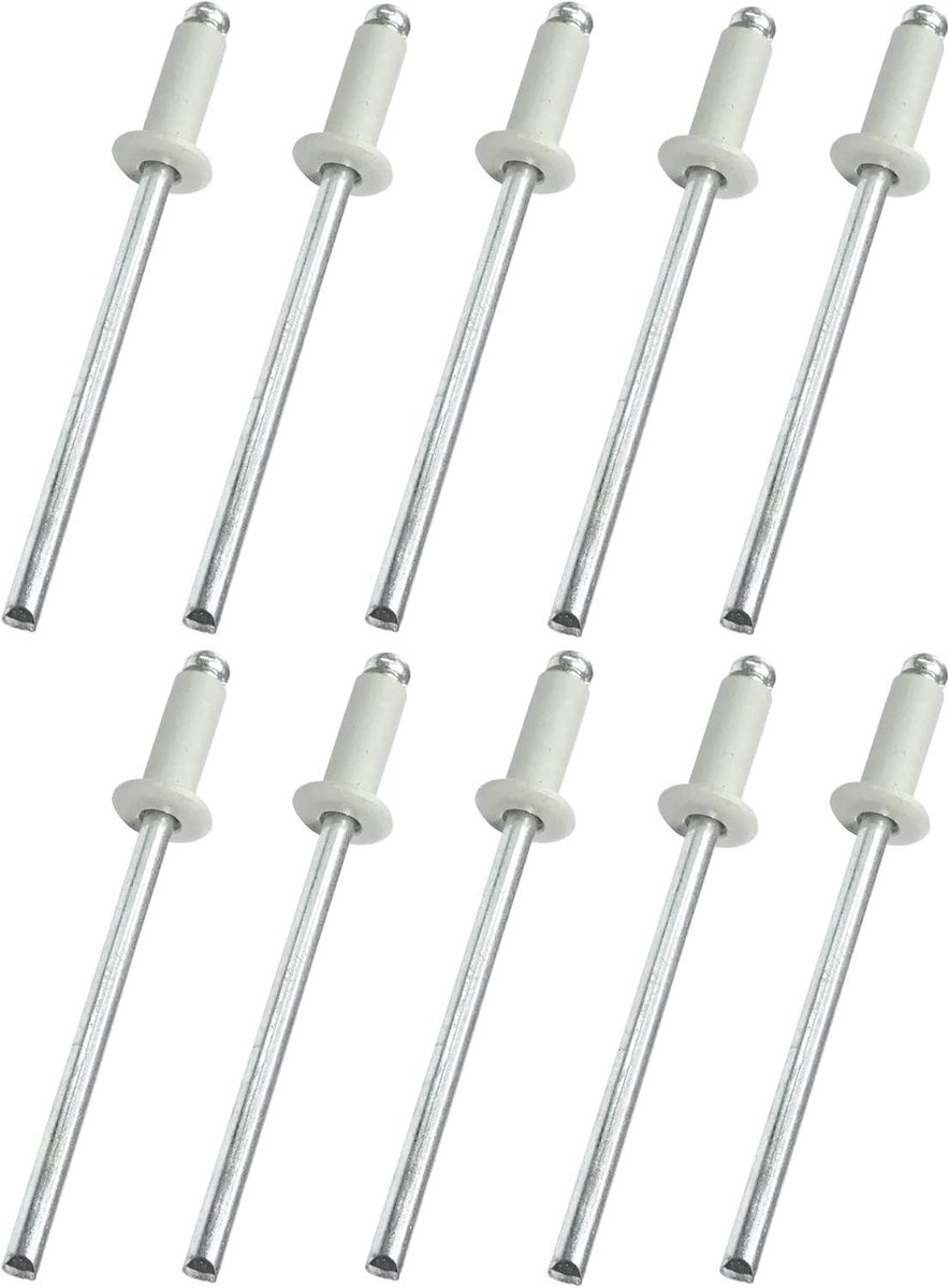 Blindklinknagels Set - Popnagels Standaard - Metaal Verbinden - Staal Aluminium - 4x10mm 10 Stuks - Witgrijs RAL 9002