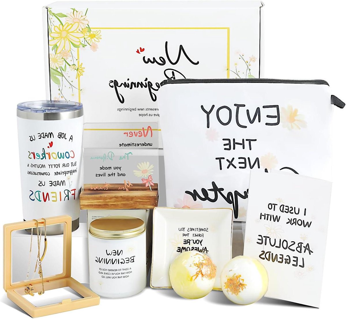 Cadeau Set - Vrouwen Collega - Nieuw Begin - Luxe Inhoud - 10 Delig - Multicolor