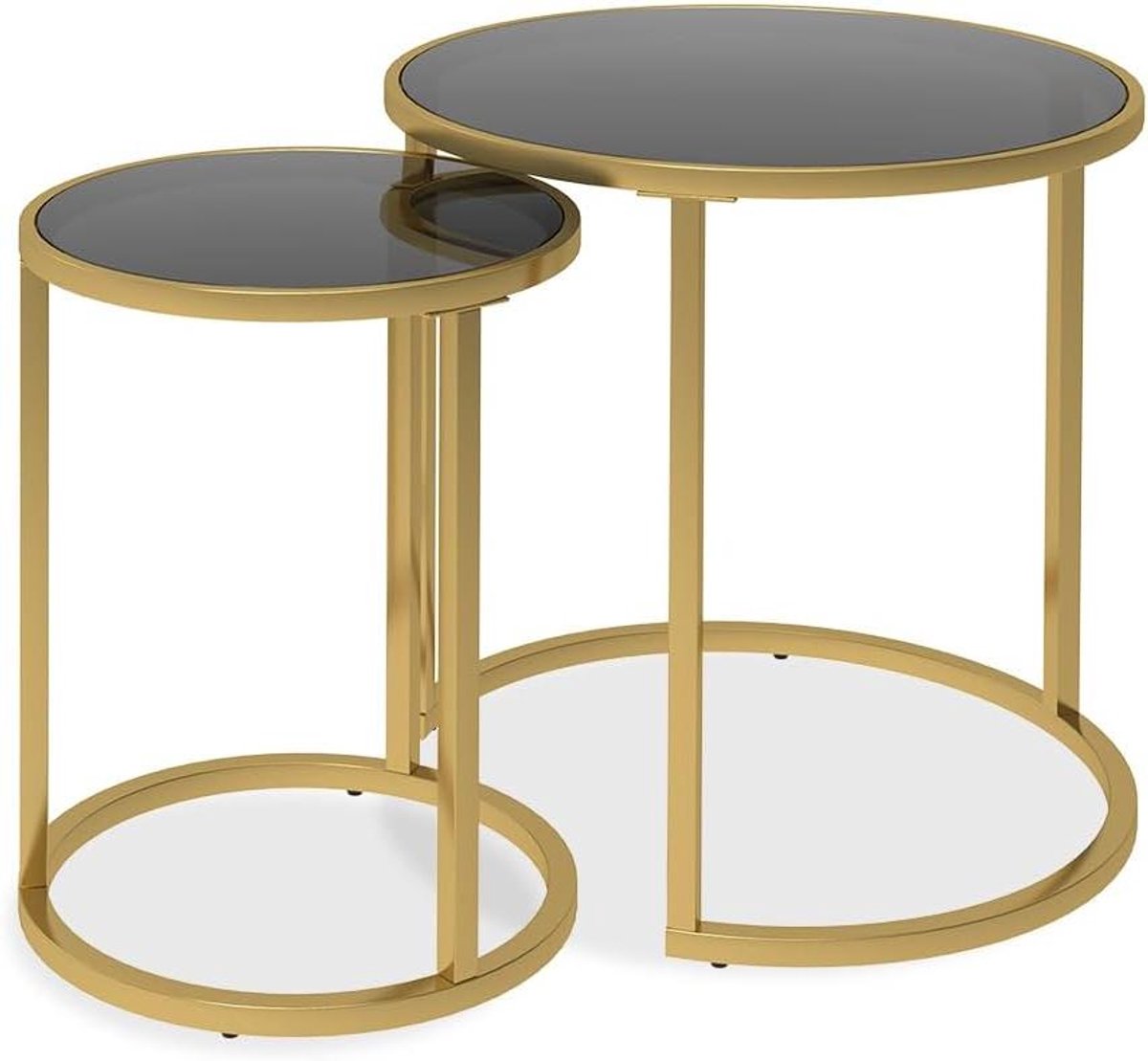 Salontafel set - Bijzettafels - Woonkamer Inrichten - Onderhoudsvriendelijk Glas - Set van 2 - Zwart