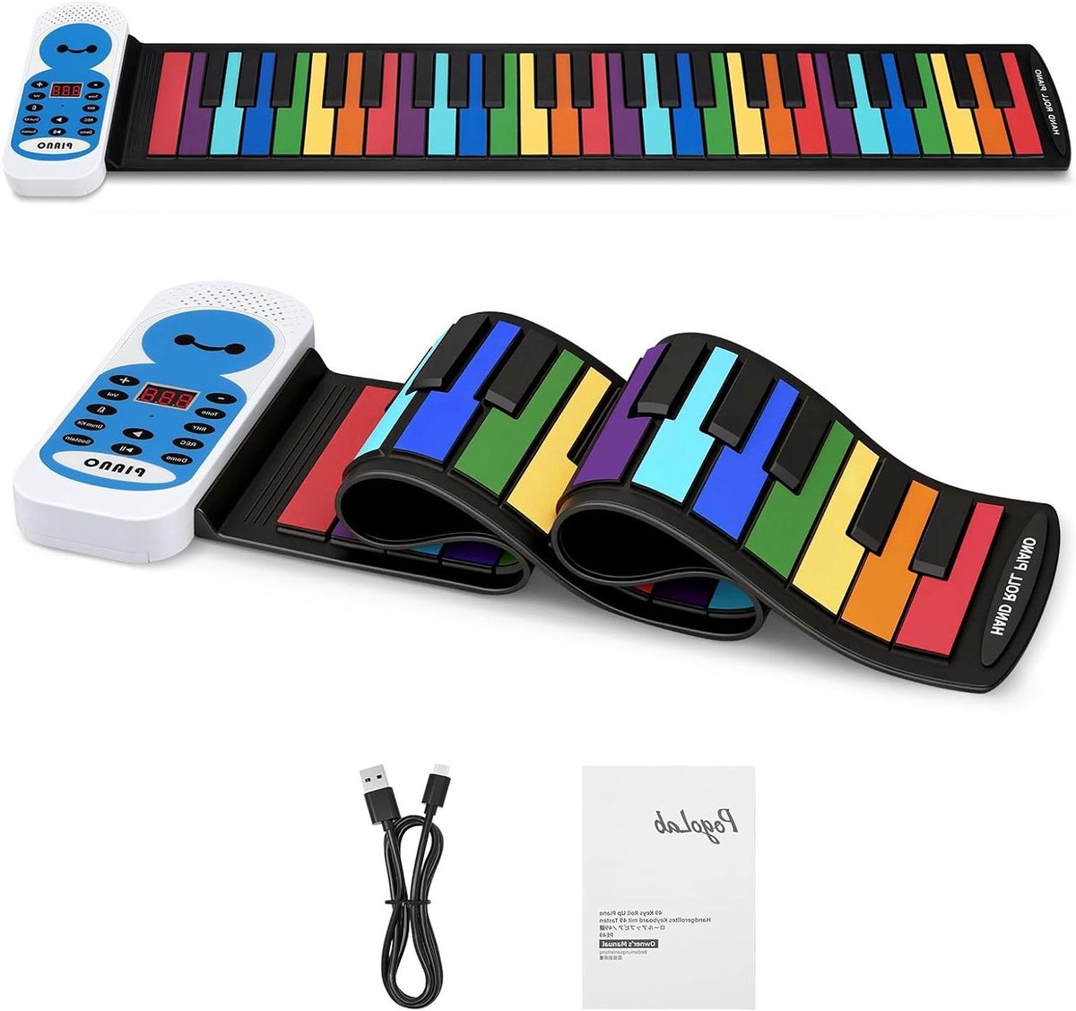 Roll Up Keyboard - Elektronisch Piano - Muziek Leren Spelen - 49 Toetsen - 79 cm Lang - Zwart