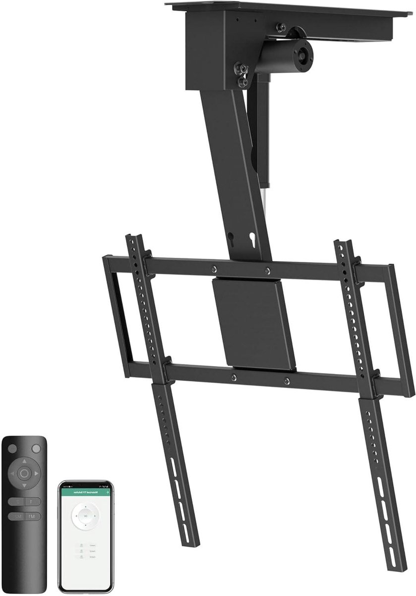 TV Plafondbeugel - Elektrische TV Mount - Ruimte Besparen - Motorisch Verstelbaar - 32-75 inch - Zwart