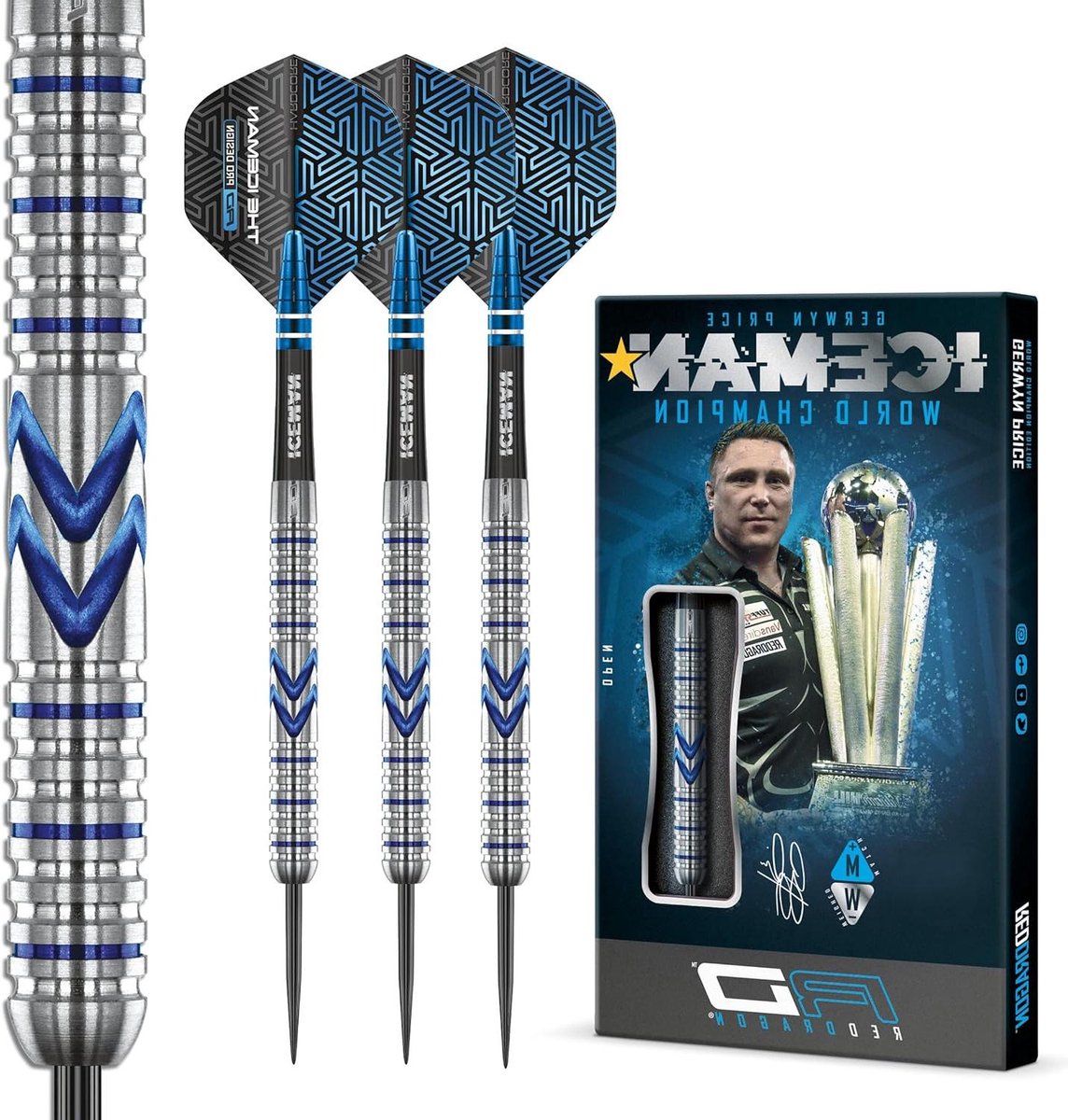 Tungsten Dart Set - Steeltip Darts - Precisie Werpen - Geprofileerde Grip - 50.8mm x 6.6mm - Zilver Blauw
