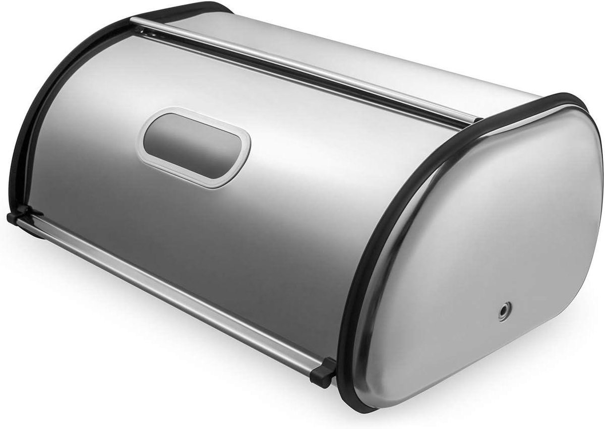 Broodtrommel Metaal - Brood opbergdoos - Brood Vers Houden - RVS Met Roll-Up Deksel - Grote Capaciteit - Mat Zilver