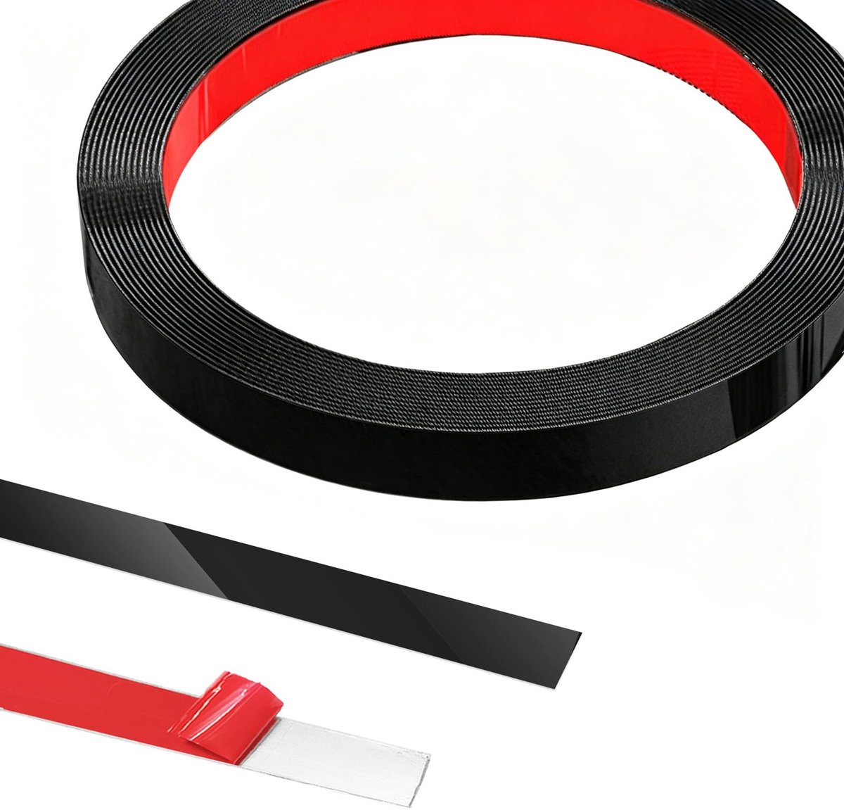5 m x 1 cm metalen band, zelfklevend, roestvrijstalen plaat, wandlijsten, stuclijsten, muur, schacht en stick voor open haard, spiegelframe, meubels en woondecoratie, zwart