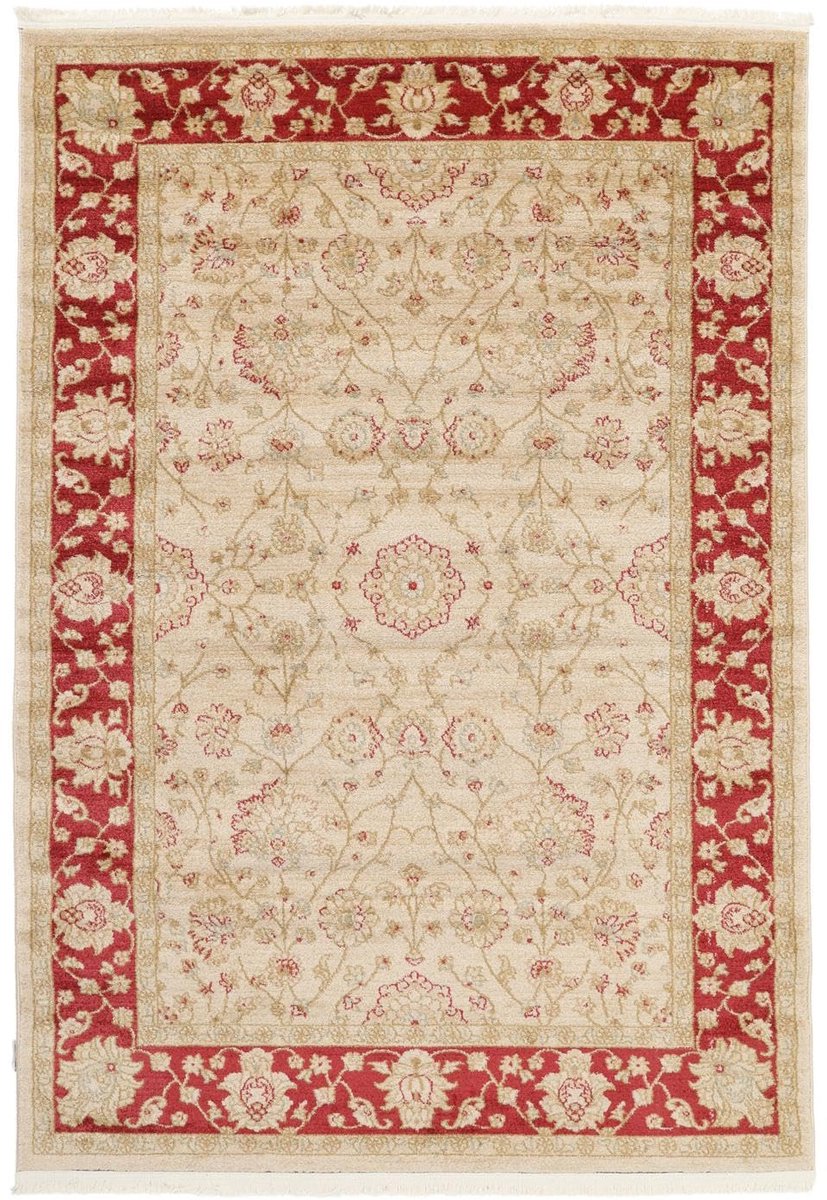 RugVista Farahan Ziegler, Vloerkleed, Oosterse, 160 x 230 cm, Rechthoekig, Middelpolig, Woonkamer, Eetkamer, Slaapkamer, Alleen chemisch reinigen, oeko_tex_100, Beige/Rood