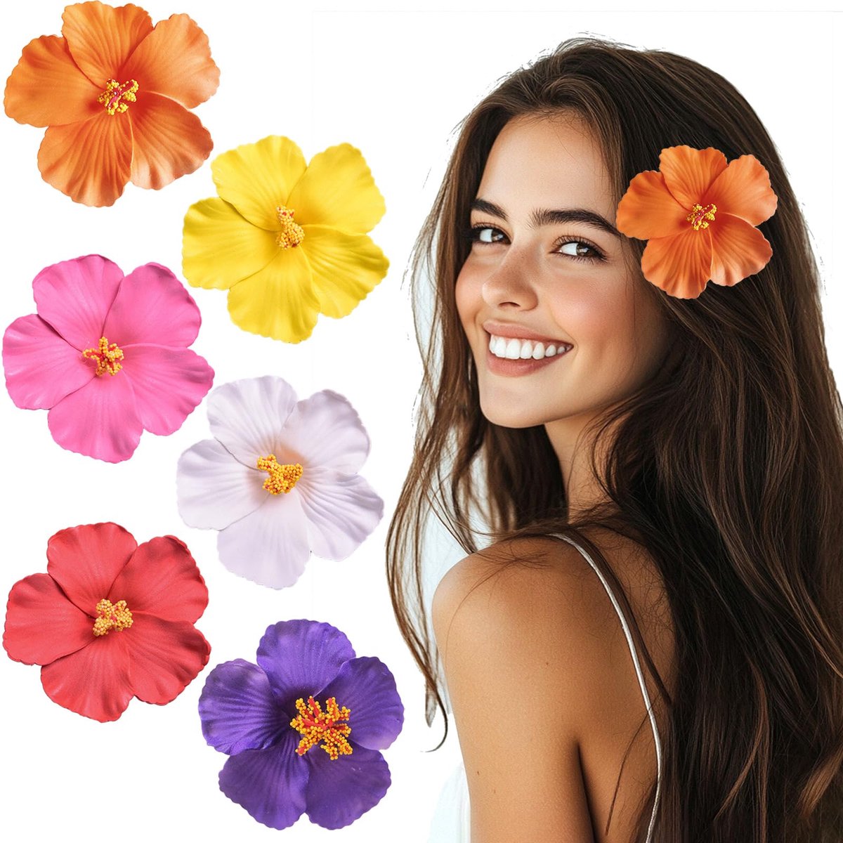 Haarspelden voor meisjes, kleurrijke frangipani-haarspelden, haaraccessoires voor ceremonie voor bruid, meisjes, feest, strand, bruiloft, zomer, 6 stuks