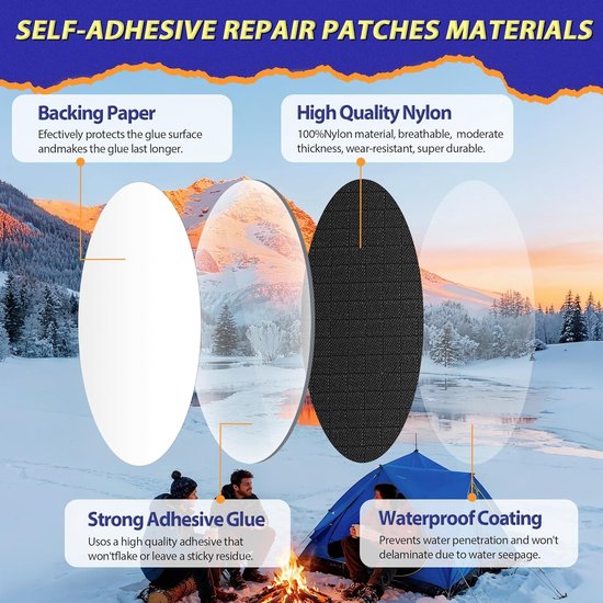 Zelfklevende Nylon Reparatiepleisters voor Jas en Tent — afbeelding 4
