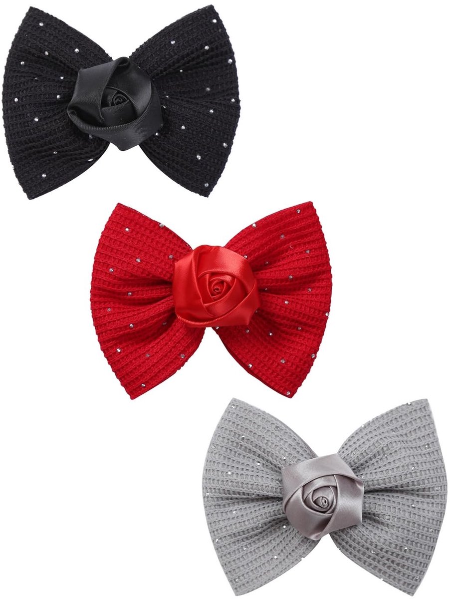 Haarstrik set zoete stijlen met kristal en parel accenten mode haarclips voor meisjes (zilver/bordeaux/zwart)