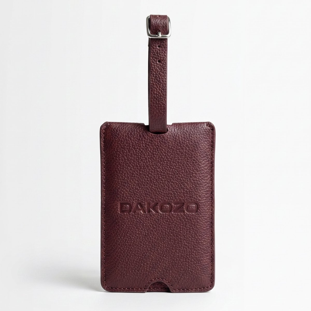 DAKOZO Bagagelabel voor Koffer en Tas - Premium Vegan Leer Kofferlabel - Privacy Design Naamlabels - Incl. Dust Bag - Bordeaux Rood