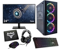 Complete Ryzen 5 Budget Game PC Setup met 24" Gaming Monitor, -Headset, Toetsenbord en -Muis - 1TB SSD - 8GB RAM - Win11 PRO