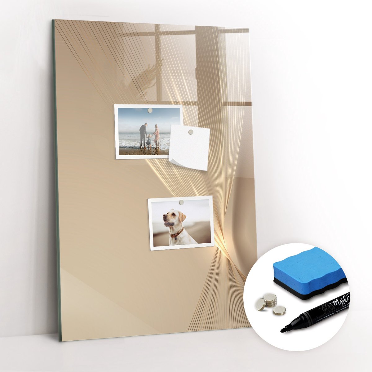 Tulup Whitebord - Abstract licht - 40 x 60 cm - Beige Magnetisch Bord - Gratis 5 Sterke Magneten + Whiteboard Marker & Wisser - Decoratief Magnetisch Bord - Magnetisch Bord - Productiviteit Tools