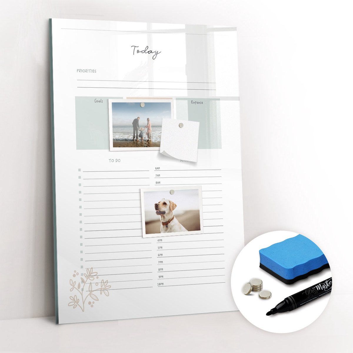 Tulup Whitebord - Agenda van vandaag - 40 x 60 cm - Wit Magnetisch Wandbord - Gratis 5 Sterke Magneten + Whiteboard Marker & Wisser - Decoratief Magnetisch Bord - Memobord Keuken - Inspiratiebord Kantoor