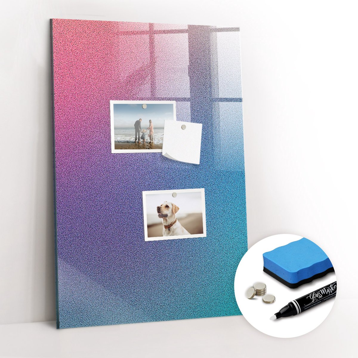 Tulup Whitebord - Gradiëntabstractie - 40 x 60 cm - Veelkleurig Magneetbord Foto - Gratis 5 Sterke Magneten + Whiteboard Marker & Wisser - Decoratief Magnetisch Bord - Magnetisch Bord - Productiviteit Tools