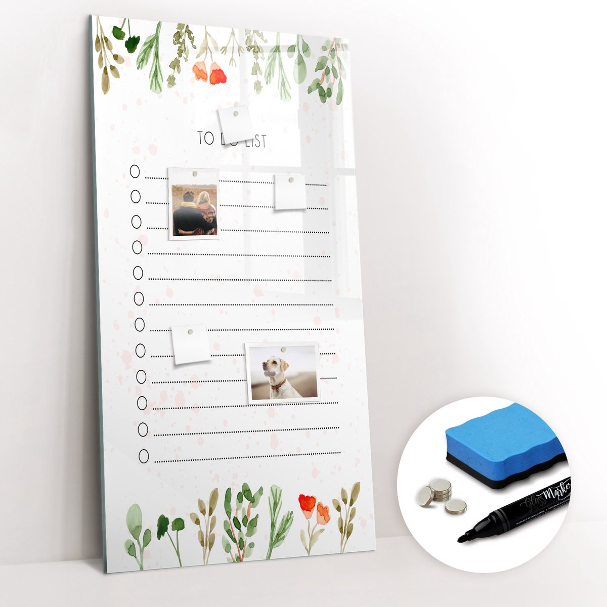 Tulup Whitebord - Lijst van vandaag - 60 x 120 cm - Veelkleurig Memobord Magnetisch - Gratis 5 Sterke Magneten + Whiteboard Marker & Wisser - Moderne Wanddecoratie - Memobord Keuken - Planning Muur