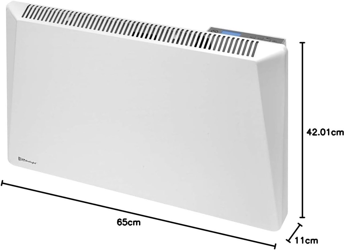 Elektrische Convector - Wandverwarming - Ruimte Verwarmen - Energiebesparend Programmeren - 1000 Watt - Wit – foto 2