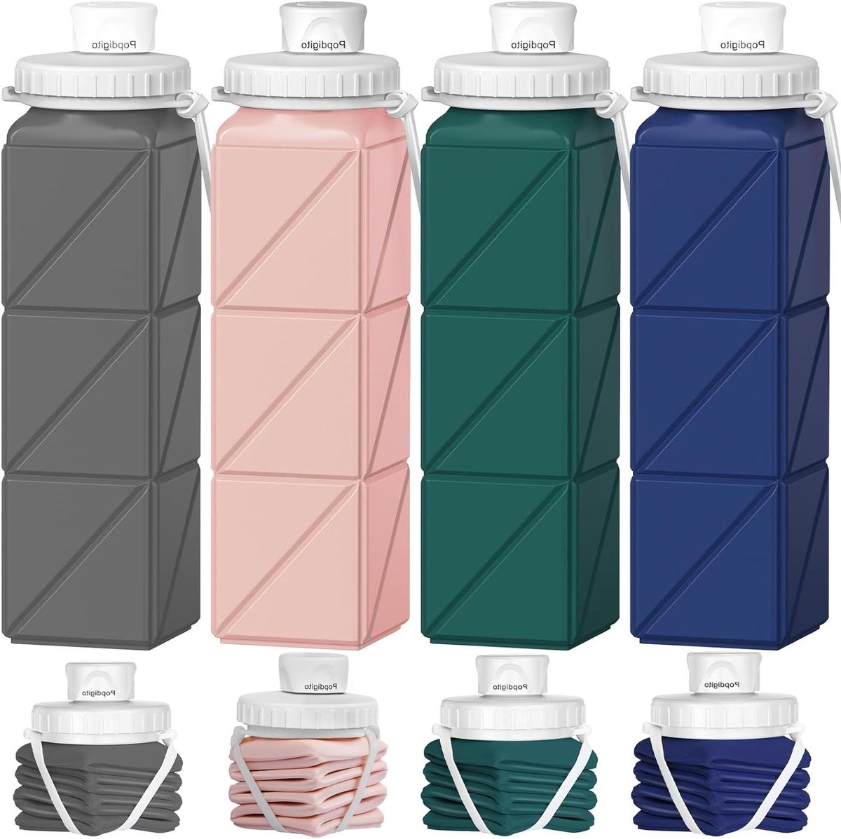 Opvouwbare Waterflessen - Herbruikbare Fles - Compact Reizen - Lekvrij Ontwerp - 4 Stuks 615ml - Mix Kleuren