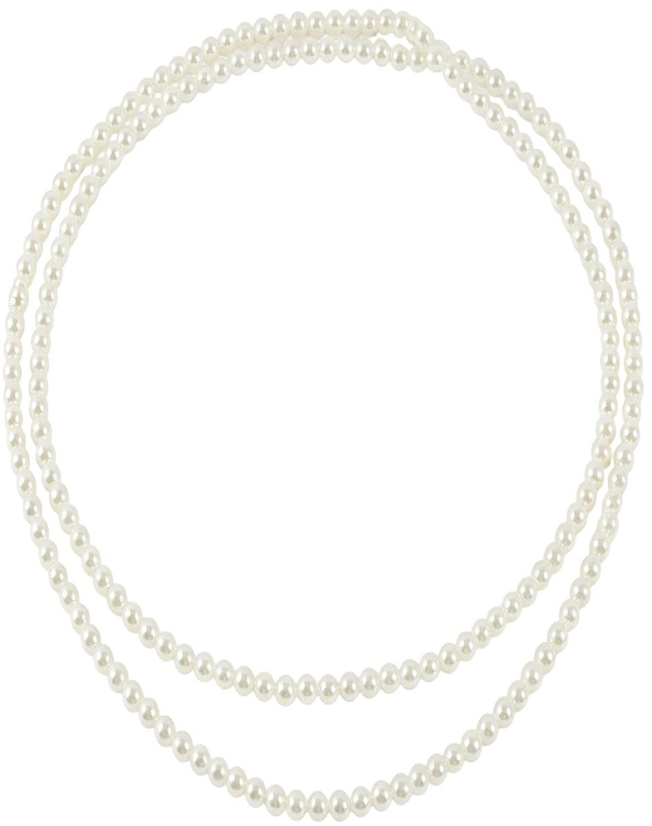 Parelketting 150 cm wit, mooie glazen halsketting 8 mm, veelzijdig draagbaar, voor Gatsby-feest, kostuum en accessoires voor dames