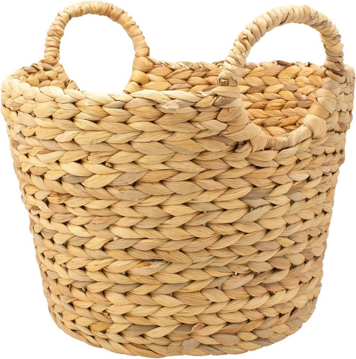 Opbergmand Waterhyacint - Gevlochten mand - Ruimte Organiseren - Handgemaakt design - 26x34x30 cm - Natuurlijk Beige