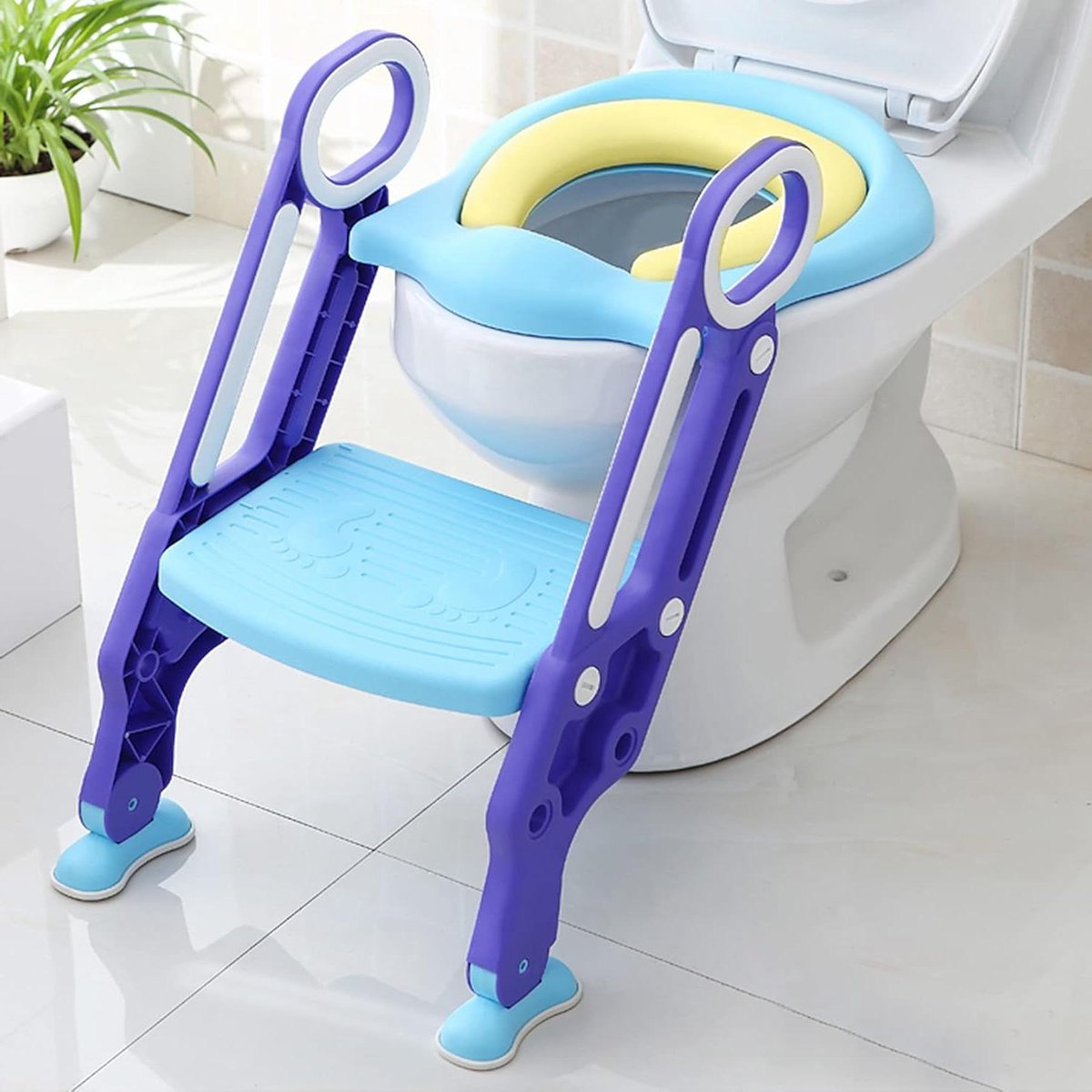 Kinder Toilettrainer - Potjestrainer Trap - Zindelijk Leren - In Hoogte Verstelbaar - Tot 75 kg - Paars