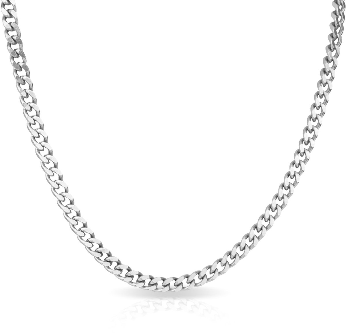 Schakelketting voor Heren, Zilveren Cubaanse Schakelketting Herenketting Hiphopsieraden Cadeau voor Heren, 45cm Lang