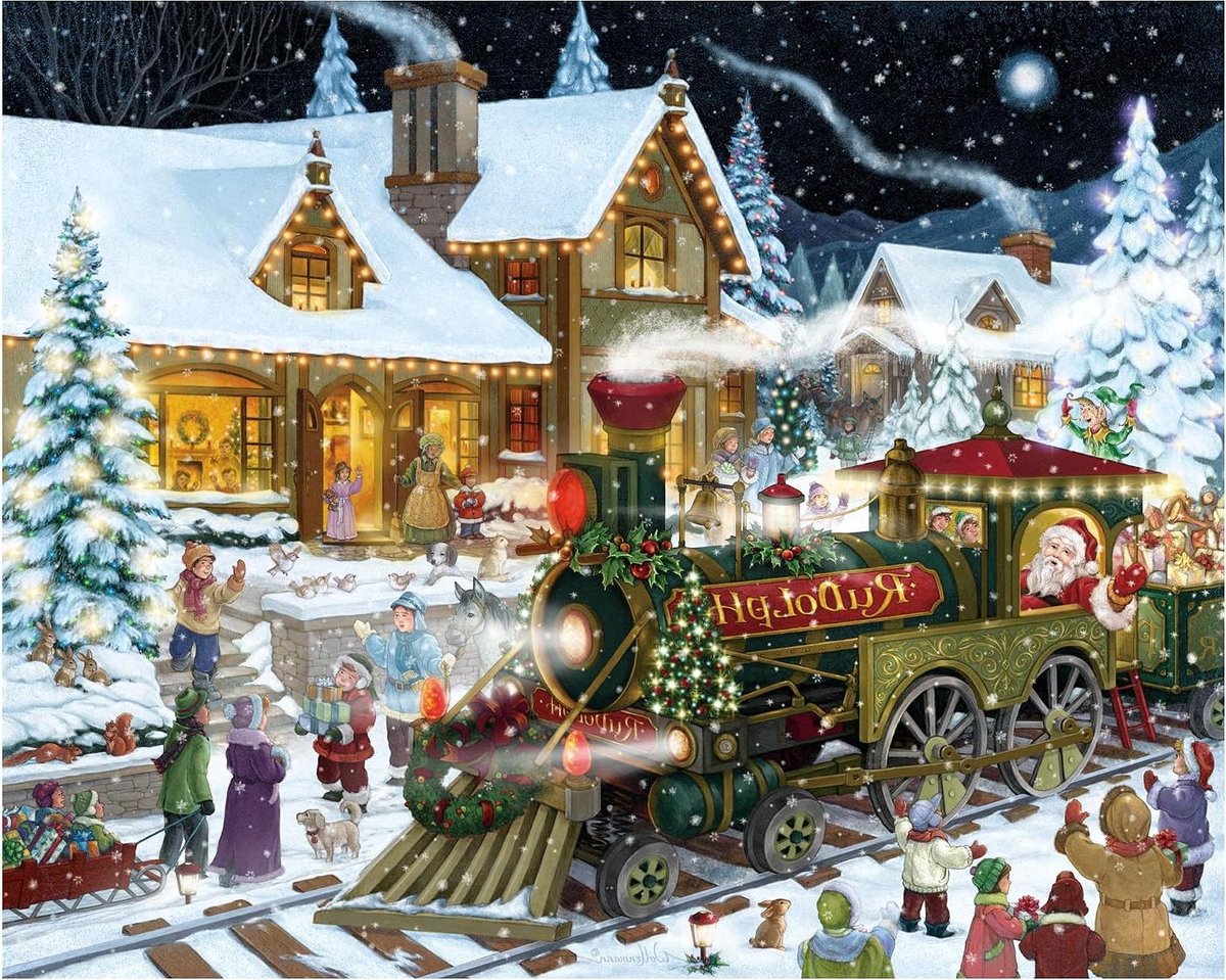 Kerstpuzzel 1000 stukjes - Kersttafereel puzzel - Ontspanning thuis - Gemaakt van gerecycled materiaal - 76 x 61 cm - Veelkleurig