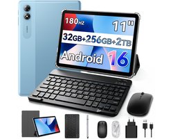 ExcitPower T70 - Tablet - 11 inch - 32GB RAM - 256GB ROM - 8000mAh - Android 16 - Met Toetsenbord - Hoes - Stylus - Muis - Gemini AI - GPS - Blauw