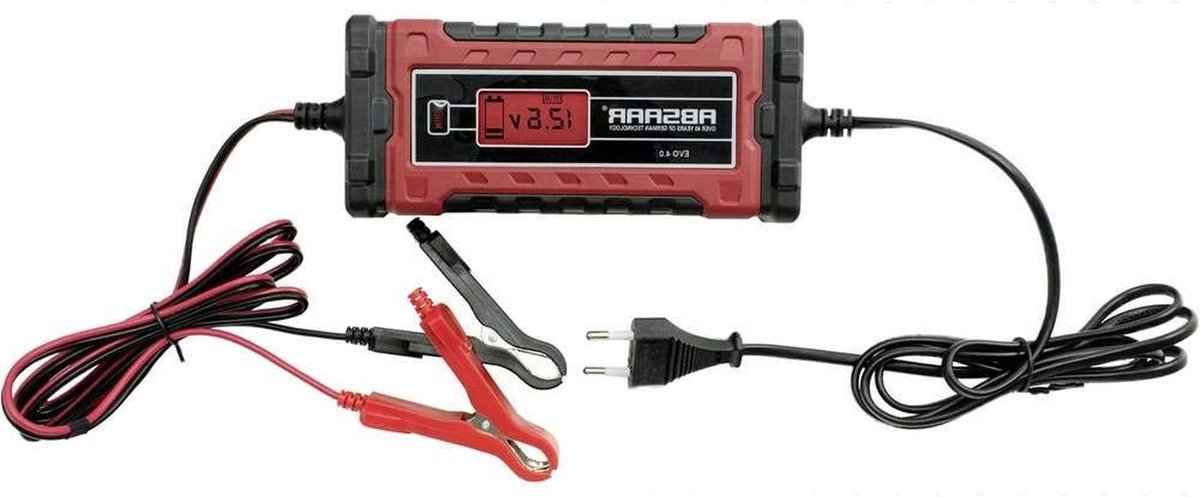 Acculader - Batterijlader - Voertuigonderhoud - Automatische Oplader - 6/12V 4A - Rood Zwart