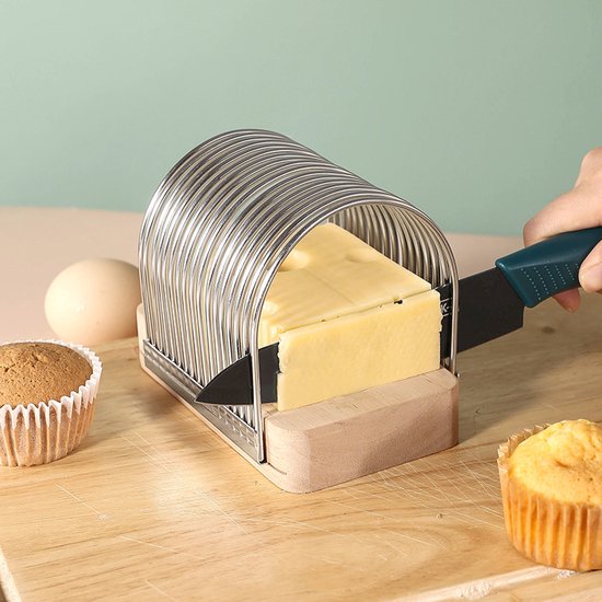 Handmatige broodsnijder en toastsnijder - Robuuste roestvrijstalen snijgeleider met afneembaar hulpstuk, voor brood, toast en aardappelen — afbeelding 2