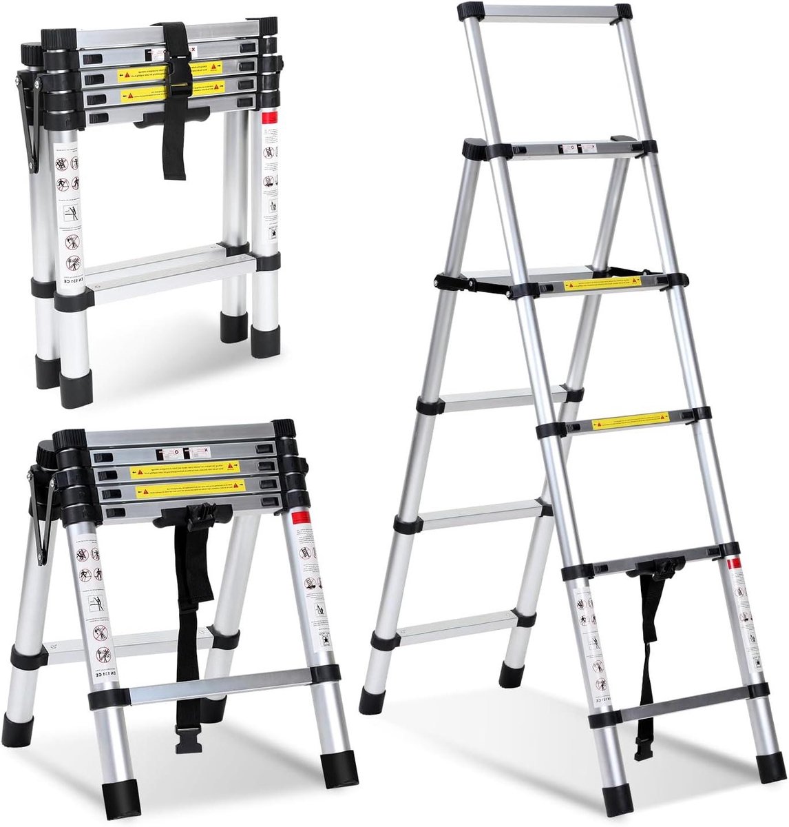 Telescopische Ladder - Opvouwbare Steiger - Veelzijdig Klussen - Automatische Veiligheidsvergrendeling - Max 150 kg - Aluminium