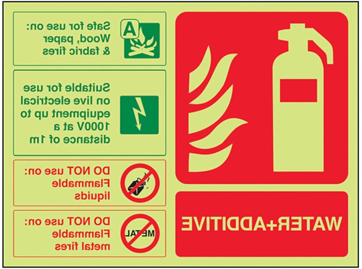 Veiligheidsbord - Brandblusser Signaal - Brandveiligheid Aangeven - Zichtbaar In Donker - 150 x 100 mm - Groen Rood