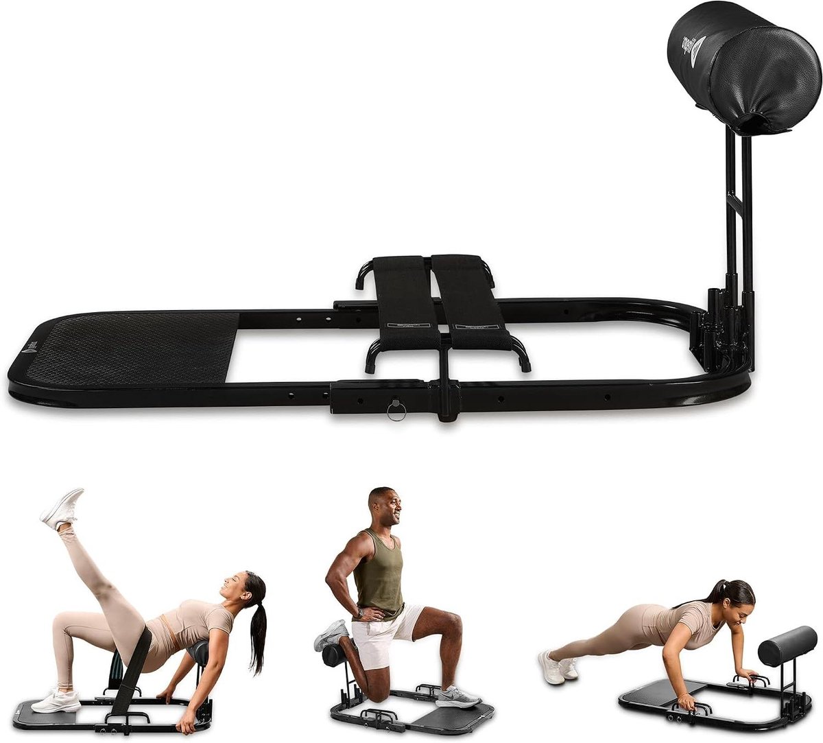 Heupbrug Machine - Bil Trainer - Kracht Training - Verstelbare Banden - 120 kg Max - Zwart
