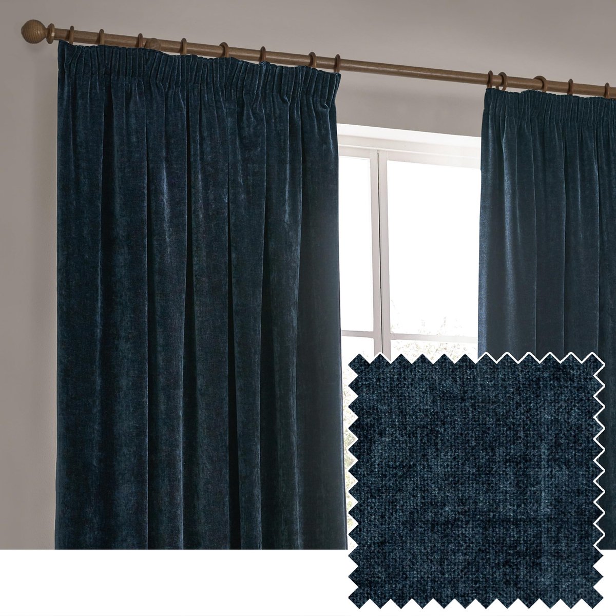 Zware Chenille Velvet Potlood Plooi Gordijnen