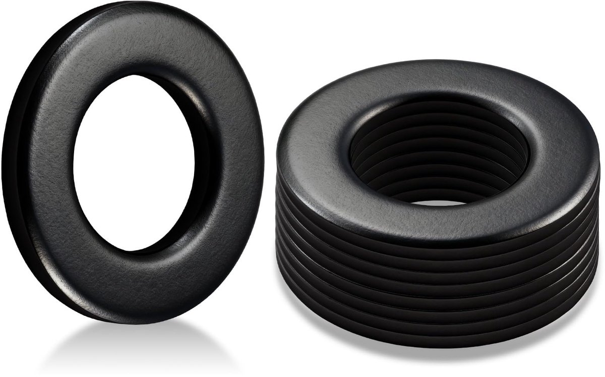 60 stuks, platte sluitringen, M4 x 8 mm, zwart, koolstofstaal, bijsluitringen, veel gebruikt in de machinebouw in de elektronica in de bouw in de automobielindustrie