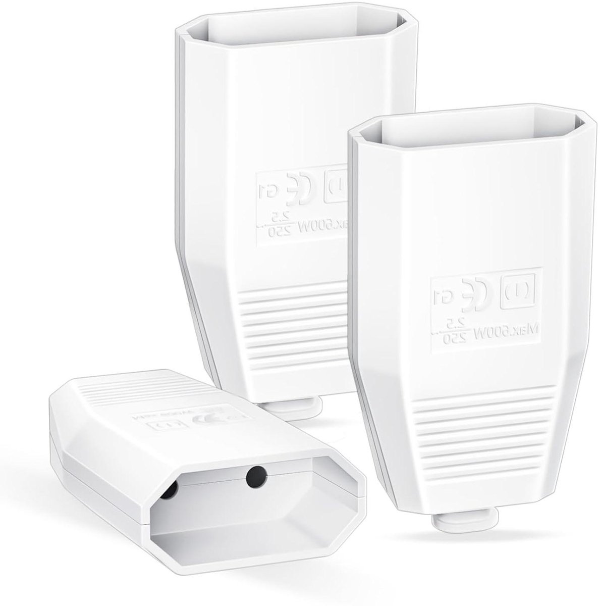 Stekkers Koppeling - Stopcontact Adapter - Apparaten Aansluiten - Koperen Contacten - 3 Stuks - Zwart