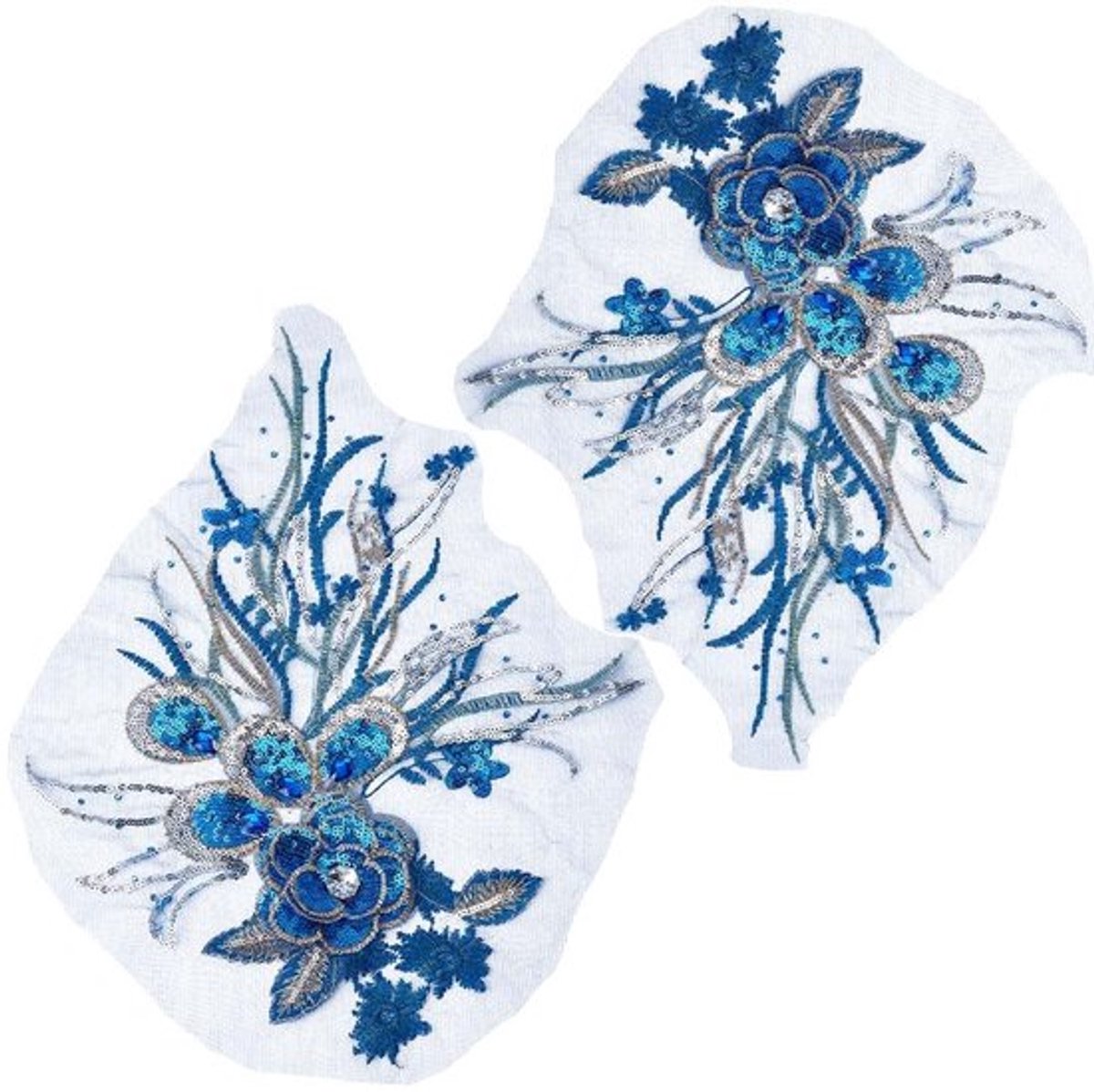 Dailygoody - 3D bloem borduurwerk - Kant applique - Blauw