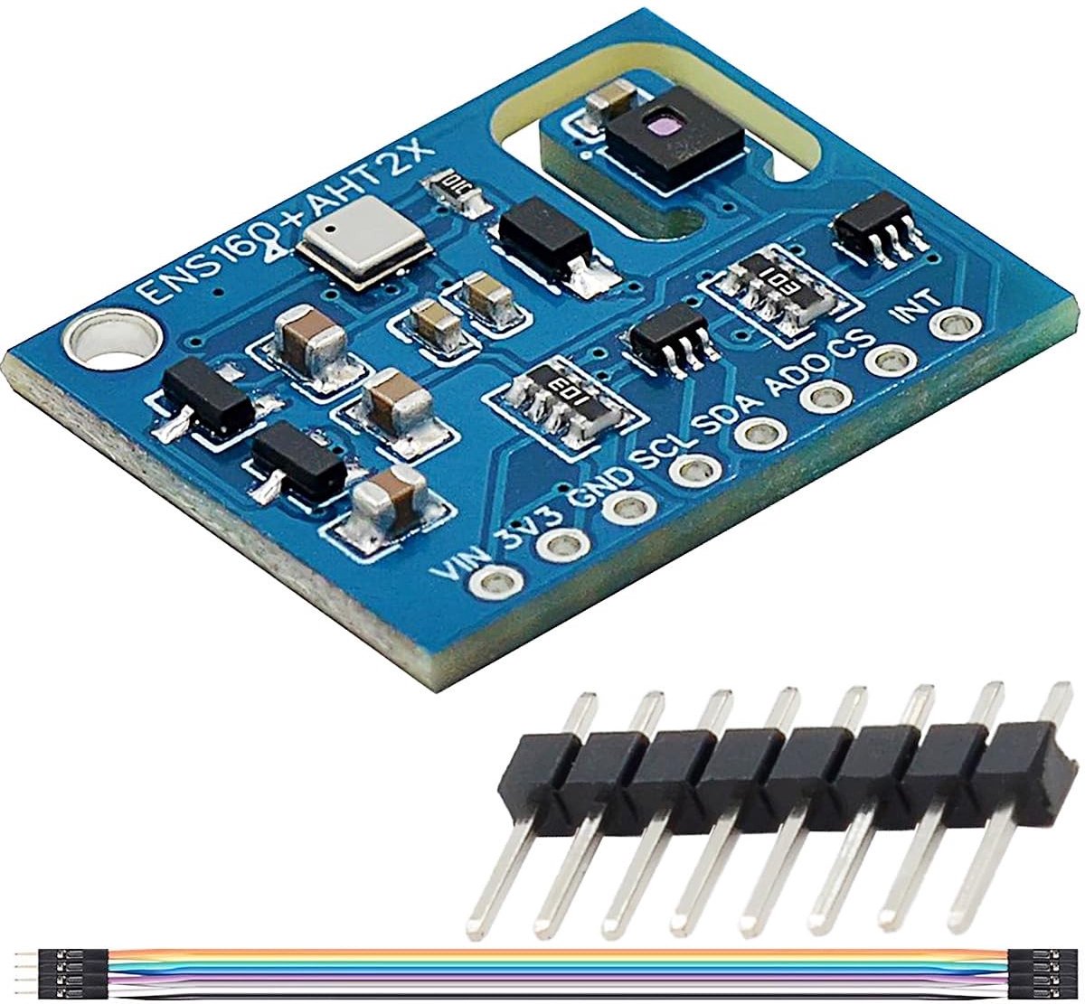 Temperatuur- en vochtigheidssensor met CO2- en TVOC-metingen, hoge precisie 3-in-1 module voor Arduino, Dupont-kabel inbegrepen, ideaal voor luchtkwaliteitsmonitoring