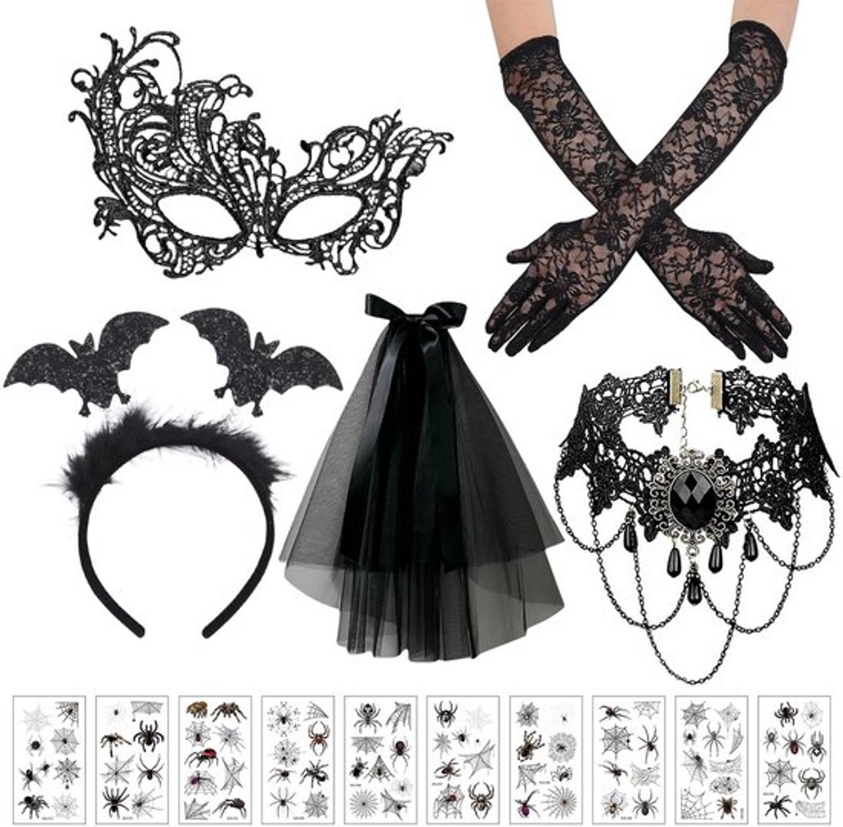 Gouden kroon - handschoenen - steampunk vleermuis - cosplayer