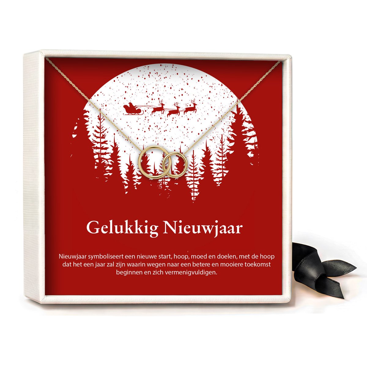 Pera Jewelry - 925 sterling zilveren Twee Ringen ketting - Gelukkig - Collier - Ketting Dames - Ketting met Hanger