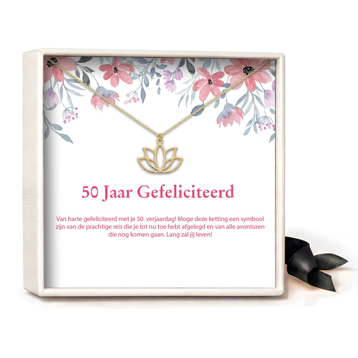 Pera Jewelry - 925 sterling zilveren Lotus ketting - 50 jaar - Collier - Ketting Dames - Ketting met Hanger