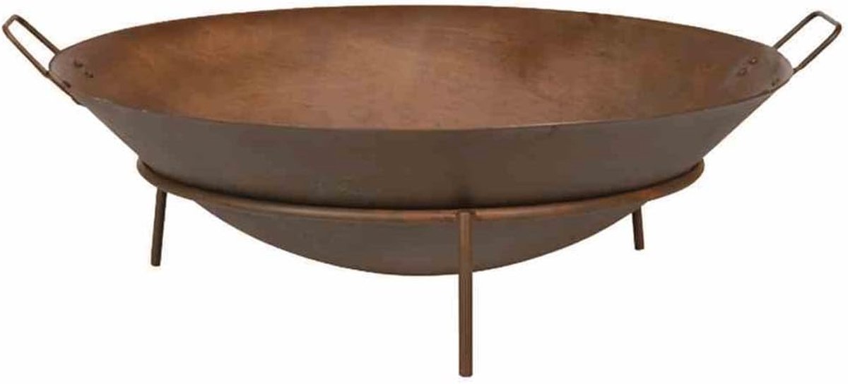 Vuurschaal Gietijzer - Buitenhaard Schaal - Sfeervol Verwarmen - Met Waterafvoer - 80 cm Diameter - Antiekbruin