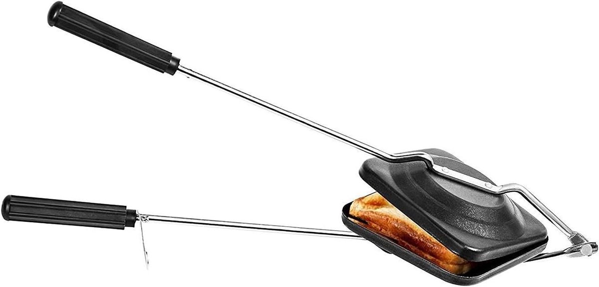 Sandwich Broodrooster - Tosti Maker - Snacks Maken - Antiaanbaklaag - 25 cm Hoog - Zwart